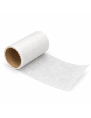 Rollo de venda de velo de fibra de vidrio blanco parcialmente desplegado