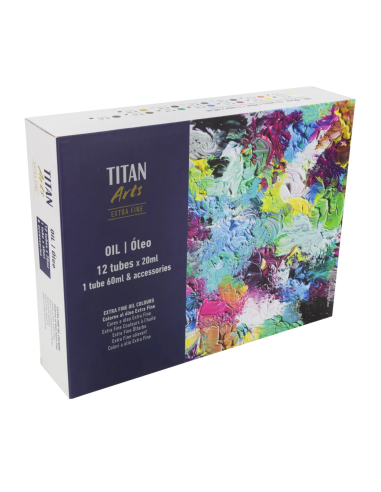 Embalaje del maletín de óleo TITAN Arts Extra Fine 20OL con 13 tubos y accesorios