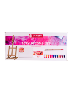Set acrílico Talens Art Creation con 12 tubos de 12 ml, caballete, lienzo, paleta desechable y dos pinceles 2