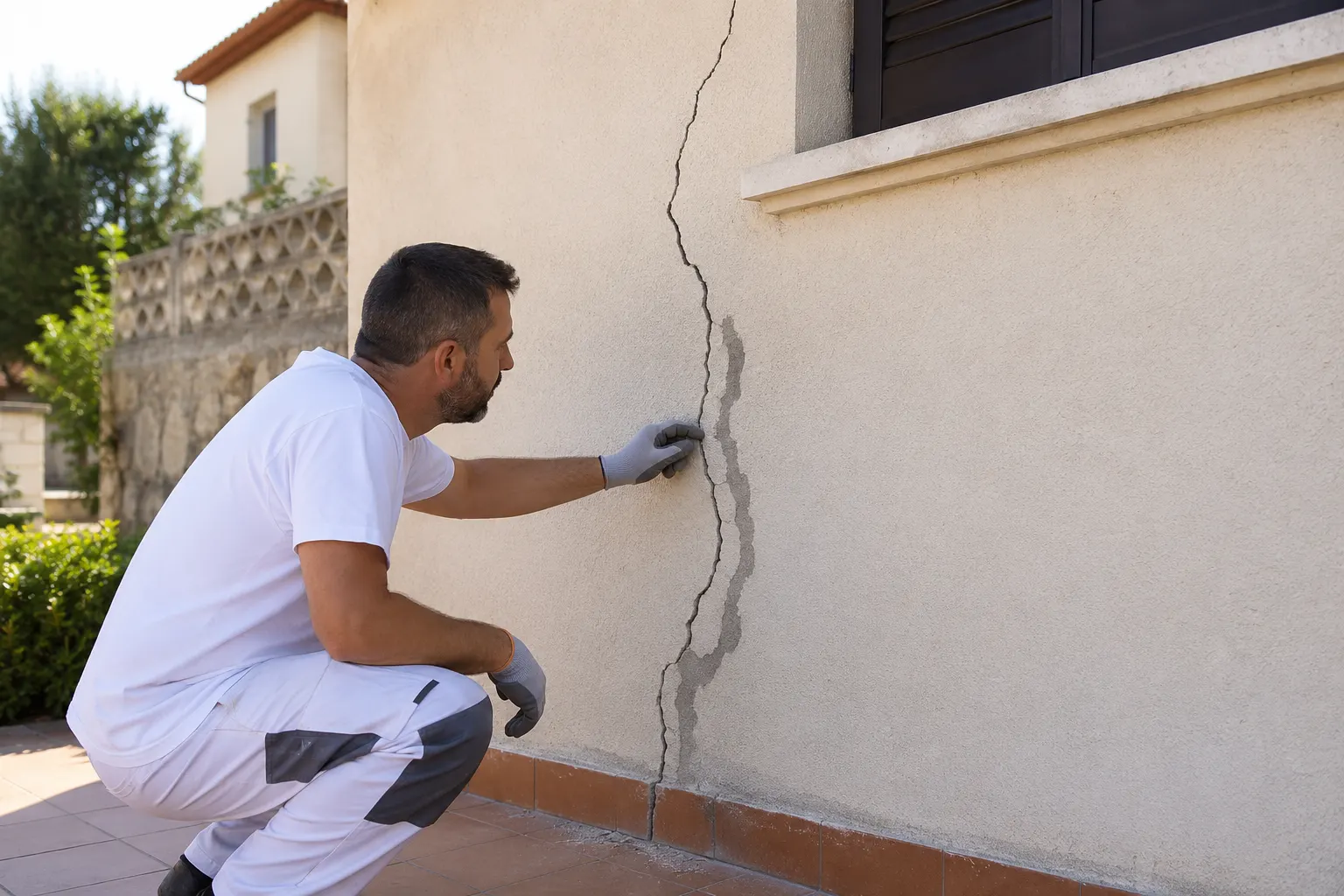 Reparaci&oacute;n de grietas y fisuras en una fachada antes de pintar